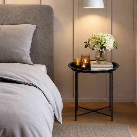 Armoire Oval Folding Coffee Table | Black