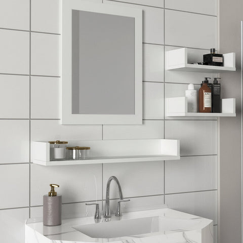 Armoire Simon Bathroom Upper with Mirror With Shelves | White
