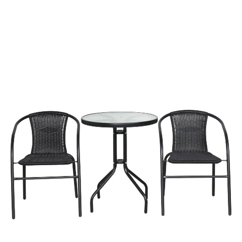 Bistro 3 Piece Patio Furniture - Black Injected