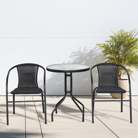 Bistro 3 Piece Patio Furniture - Black Injected