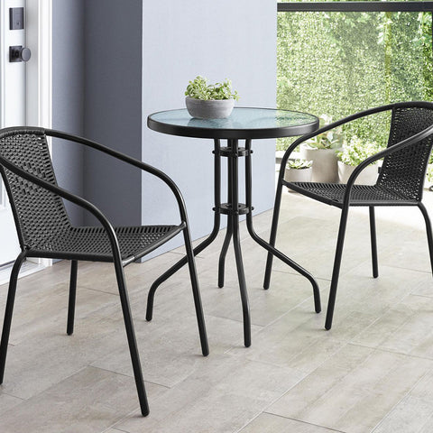 Bistro 3 Piece Patio Furniture - Black Injected