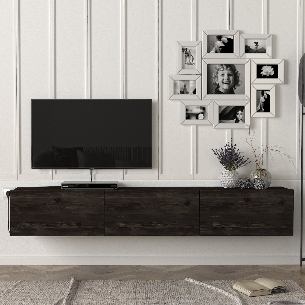 Armoire Damla Floating TV Stand Dark Brown Armoire Decor
