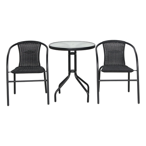 Bistro 3 Piece Patio Furniture - Black Injected